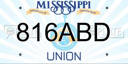 816ABD Mississippi License Plate