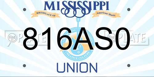 816AS0 Mississippi License Plate