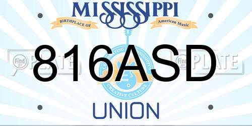 816ASD Mississippi License Plate