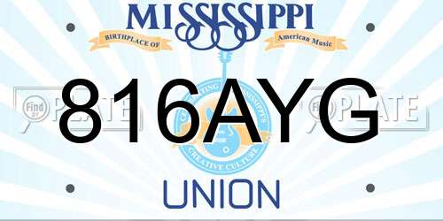 816AYG Mississippi License Plate