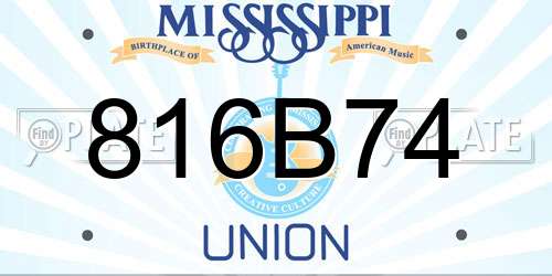 816B74 Mississippi License Plate