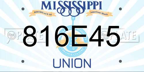 816E45 Mississippi License Plate