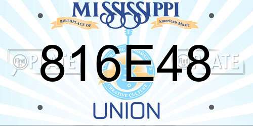 816E48 Mississippi License Plate