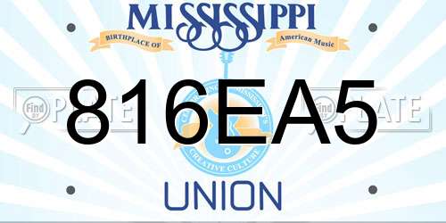 816EA5 Mississippi License Plate