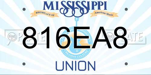 816EA8 Mississippi License Plate