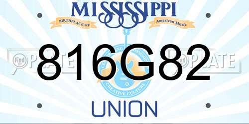 816G82 Mississippi License Plate