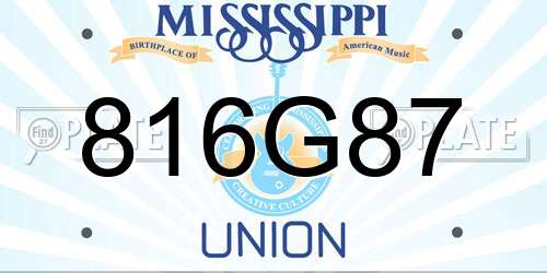 816G87 Mississippi License Plate