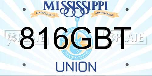 816GBT Mississippi License Plate