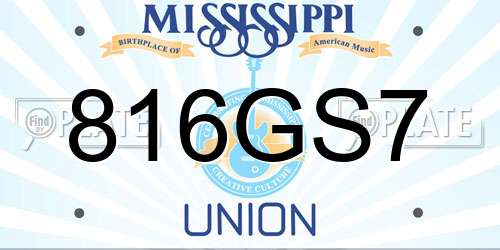 816GS7 Mississippi License Plate