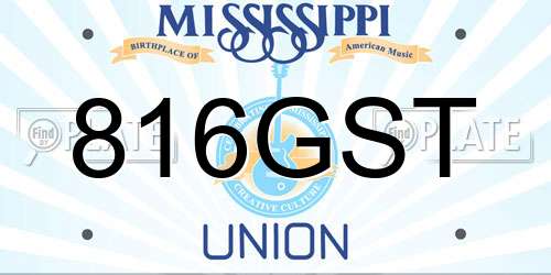 816GST Mississippi License Plate