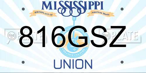 816GSZ Mississippi License Plate