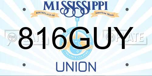 816GUY Mississippi License Plate