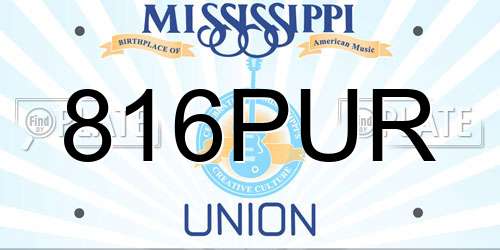 816PUR Mississippi License Plate
