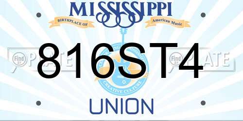 816ST4 Mississippi License Plate