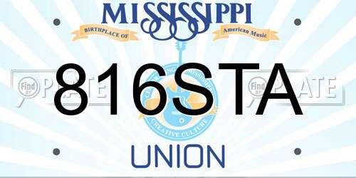 816STA Mississippi License Plate