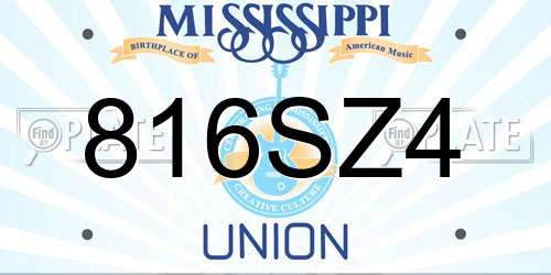 816SZ4 Mississippi License Plate