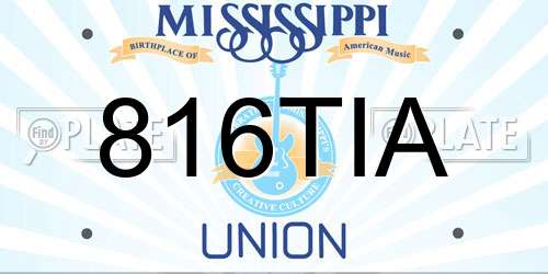 816TIA Mississippi License Plate