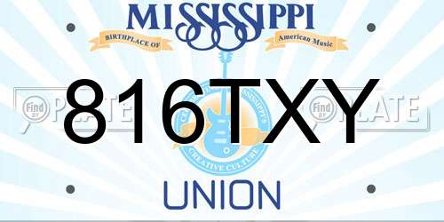 816TXY Mississippi License Plate
