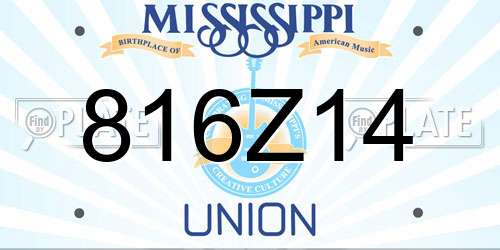 816Z14 Mississippi License Plate