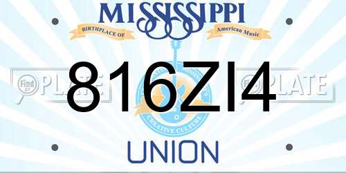 816ZI4 Mississippi License Plate