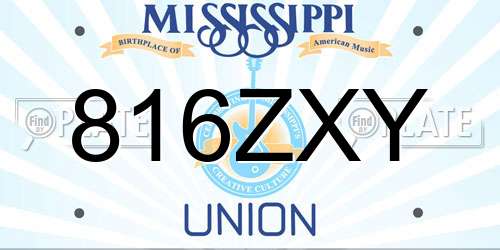 816ZXY Mississippi License Plate