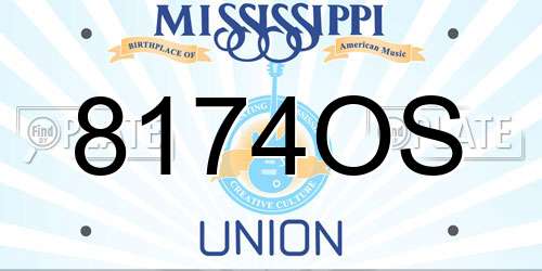 8174OS Mississippi License Plate