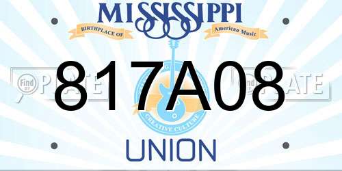 817A08 Mississippi License Plate