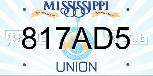 817AD5 Mississippi License Plate