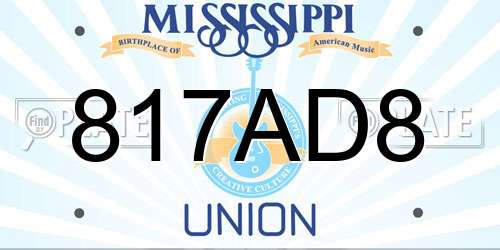 817AD8 Mississippi License Plate