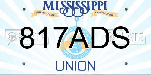 817ADS Mississippi License Plate