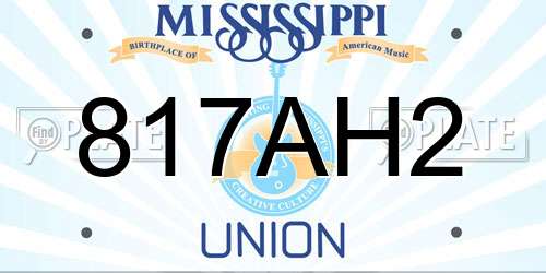 817AH2 Mississippi License Plate