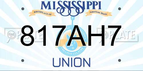 817AH7 Mississippi License Plate