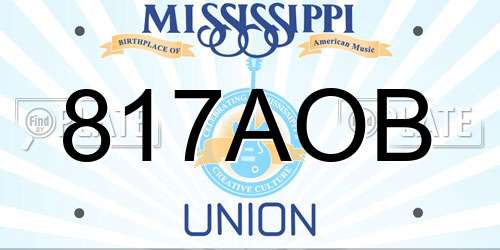 817AOB Mississippi License Plate