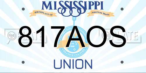 817AOS Mississippi License Plate