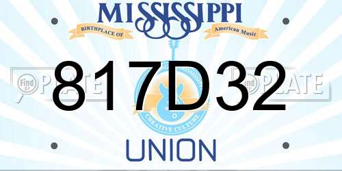 817D32 Mississippi License Plate