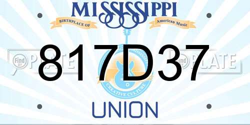 817D37 Mississippi License Plate