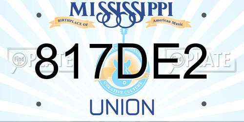 817DE2 Mississippi License Plate