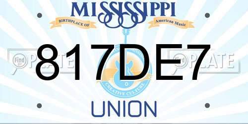 817DE7 Mississippi License Plate