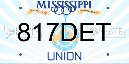 817DET Mississippi License Plate