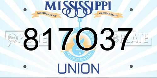 817O37 Mississippi License Plate