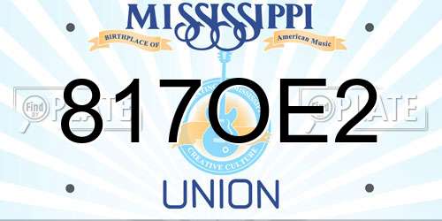 817OE2 Mississippi License Plate