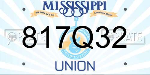 817Q32 Mississippi License Plate