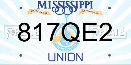 817QE2 Mississippi License Plate