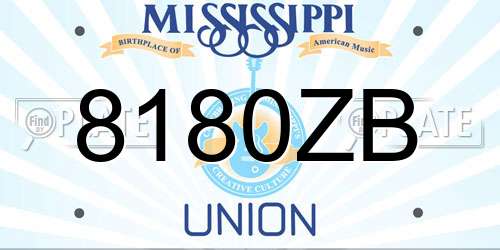 8180ZB Mississippi License Plate