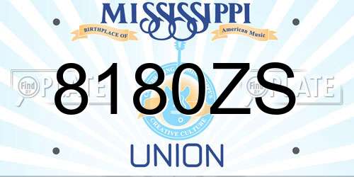 8180ZS Mississippi License Plate