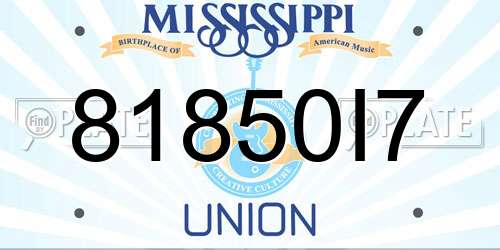 81850I7 Mississippi License Plate