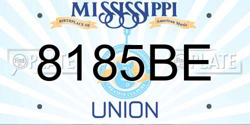 8185BE Mississippi License Plate