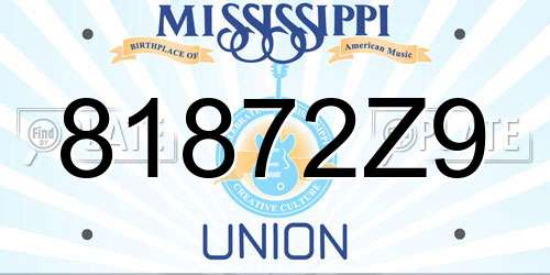 81872Z9 Mississippi License Plate