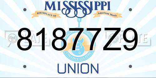 81877Z9 Mississippi License Plate
