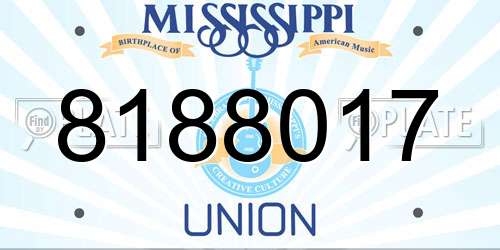 8188017 Mississippi License Plate